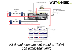 Kit de autoconsumo 20 paneles 10 kVA con almacenamiento